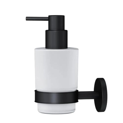 Soap Dispenser, Zinc Alloy + Frosted Glass Soap Dispenser Set with Pump,Wall Mounted Bath Accessories for Bathroom and Kitchen,Black - color: Black