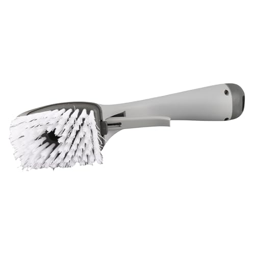 Soap Dispensing Dish Brush - Ergonomic Kitchen Scrub Brush with Soap Dispenser for Effortless Cleaning of Pots, Pans, Sinks & Bathtubs - Green/Gray - color: Gray