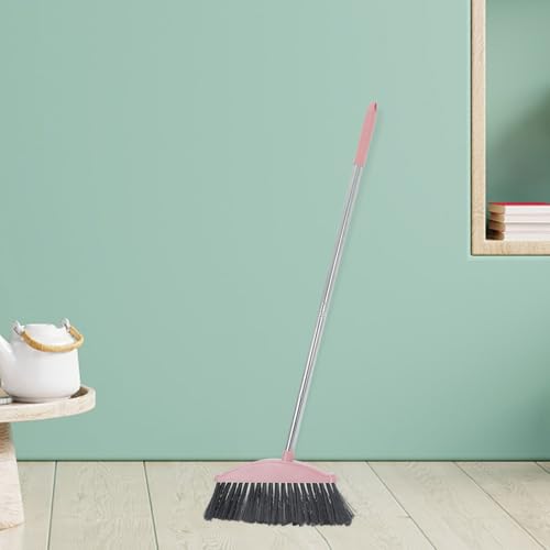 SOLUSTRE Heavy Duty Long Handle Broom with Large Angle Head, Sturdy Courtyard and Indoor Sweeping Broom for Pet Hair and Outdoor Cleaning