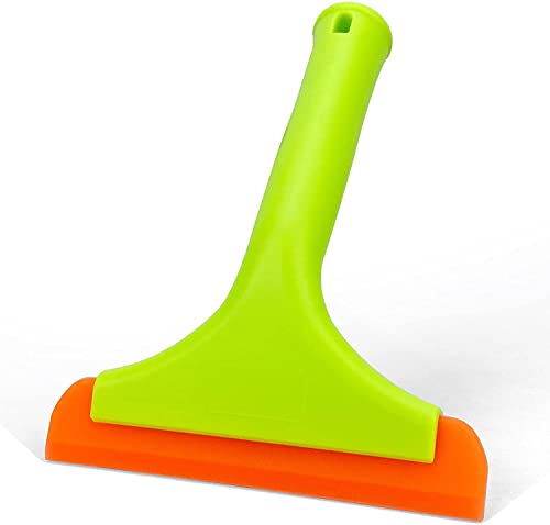 Super Flexible Silicone Squeegee, Auto Water Blade, Water Wiper, Shower Squeegee, 5.9'' Blade and 7.5'' Long Handle, For Car windshield, Window, Mirror, Glass Door - color: Green