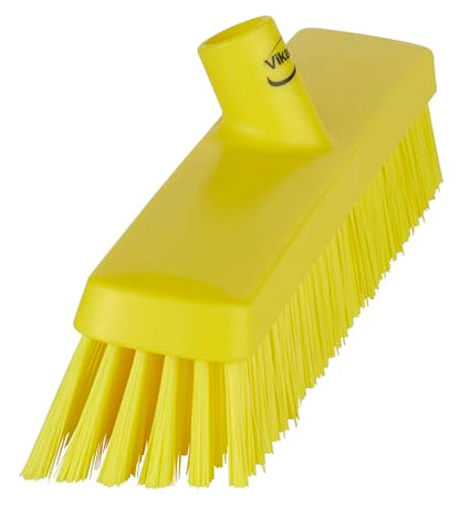 Vikan 31756 16" Heavy-Duty Push Broom, Soft/Stiff, Yellow - color: Yellow