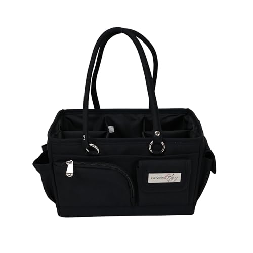 Everything Mary Junior Deluxe Store & Tote Organizer – Black Craft Tote with Handles – Collapsible Storage Caddy for Scrapbooking, Sewing, Art Supplies & DIY Creative Tools - color: Black, size: Small