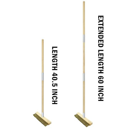 Pizza Oven Brush Brass Bristles with Steel Scraper 60 Inch Long Wood Handle Outdoor Pizza Oven Tool - size: 60 Inch Long