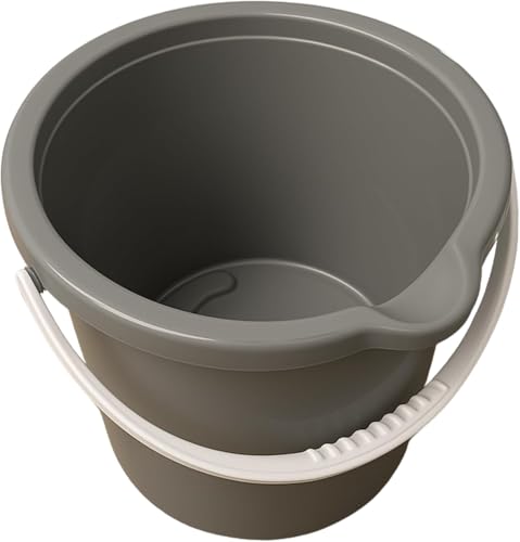 JOEY'Z 10QT (9.5L) Cleaning Bucket with Handle and Spout – Heavy Duty Mop Bucket for Household Use, Utility Pail for Water, Storage - Plastic Buckets, Plastic Buckets with Handles - Charcoal Grey - color: Charcoal Grey