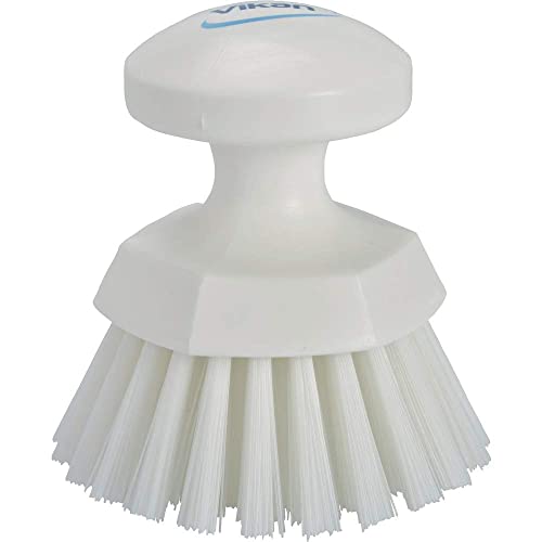 3 3/4 in W Scrub Brush, Stiff, 3 in L Handle, 3 3/4 in L Brush, White, Plastic, 5 in L Overall - 1 Each - color: White