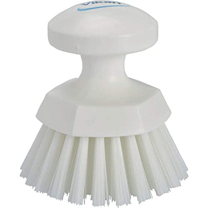 3 3/4 in W Scrub Brush, Stiff, 3 in L Handle, 3 3/4 in L Brush, White, Plastic, 5 in L Overall - 1 Each - color: White