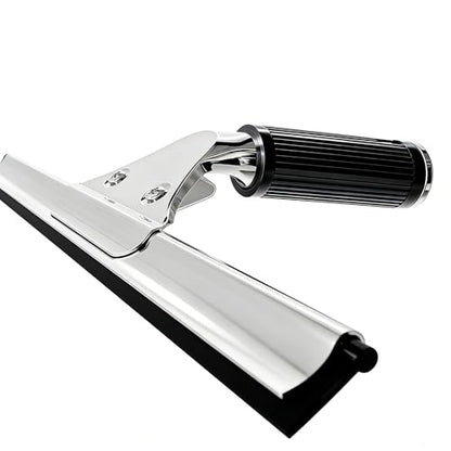 14-inch Squeegee for Shower Glass & Window Cleaning, Professional Stainless Steel Squeegee with Durable Handle for Streak-Free Glass, Mirror, Tile & All Smooth Surfaces - color: Black+silver