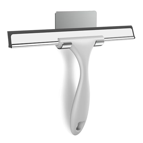 SetSail Shower Squeegee for Glass Doors All-Purpose Squeegee for Shower Glass Heavy Duty Window Squeegee with Hook for Tile, Sink, Mirror, Car Windshield Cleaning 10 Inches, Grey Balck - color: Gray, size: 10 inches