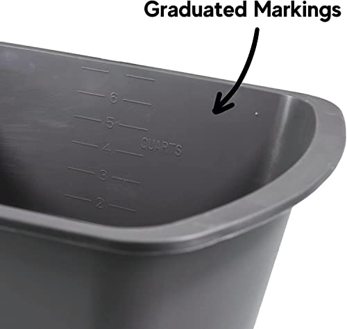 Vakly Wash Basins – Rectangular Plastic Hospital Bedside Soaking Tub (Pack of 2) Small 7 Qt Graduated Bucket - Portable Washbasin for Washing, Cleaning, Foot Bath, Dishes, Face Cleansing Bowl