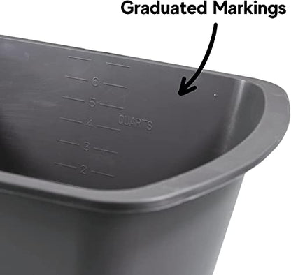 Vakly Wash Basins – Rectangular Plastic Hospital Bedside Soaking Tub (Pack of 2) Small 7 Qt Graduated Bucket - Portable Washbasin for Washing, Cleaning, Foot Bath, Dishes, Face Cleansing Bowl