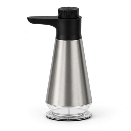 Dish Soap Dispenser for Kitchen,304 Stainless Steel Hand Soap Dispenser with Adjustable Output,Refillable Soap Pump with Clear Refill Base, Leak Resistant, Rust Resistant, Non-Slip