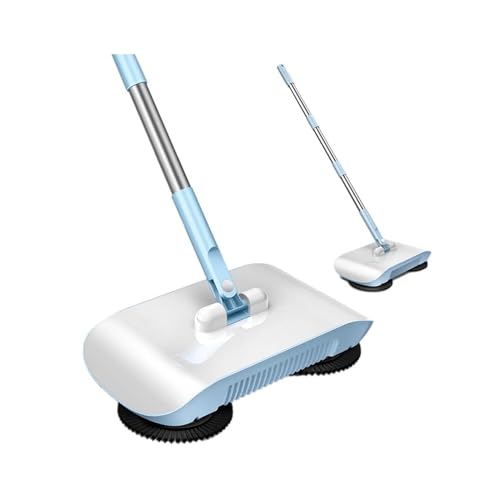 2 in 1 Carpet Sweeper Cleaner, Vacuum Broom Powerful Manual Vacuum Cleaner Hand Push Sweeper Mop Cleaning Machine with Cloth (with One Cloth), Blue, WOHPNLE5cvd0p4gg8-11