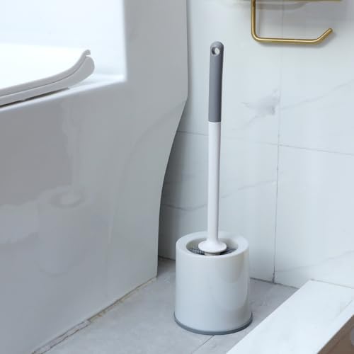 Patelai 12 Pack 18.12 Inch Toilet Bowl Brush and Holder for Bathroom Toilet Bowl Brush Scrubber with Caddy Set for Deep Cleaning (White)