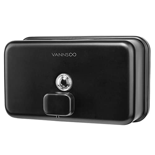 Wall Mounted Hand Soap Dispenser Bathroom, 1200ml 40oz Commercial Stainless Steel Black Liquid Soap Dispenser Wall Mount (Horizontal Black) - color: Horizontal Black