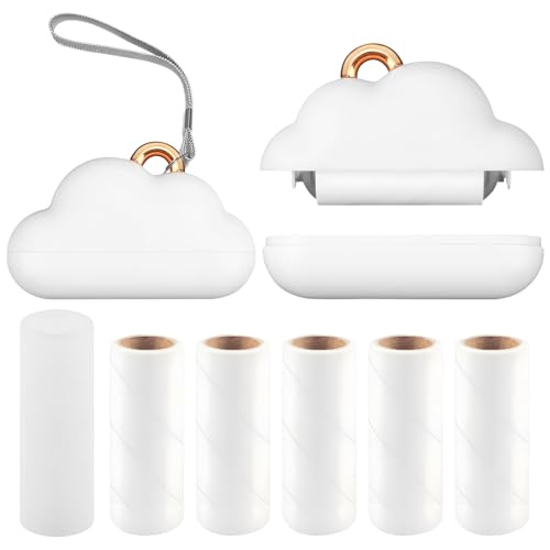Mini Reusable Lint Roller, Travel Lint Roller with 1 Washable Reusable Cores and 150 Sheets of Disposable Sticky Paper, Lint Brush for Removing Clothes Hairballs, Pet Hair (White) - color: White