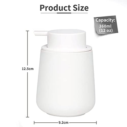 BosilunLife White Soap Dispenser - Ceramic Hand Dish Soap Dispenser for Bathroom 12ounce Refillable Liquid Hand Wash Dispenser for Essential Oil, Lotion Soap (Rubber Paint) - color: Rubber White