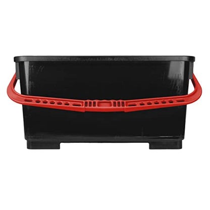 Pulex 6 Gallon Durable Lightweight Mop Bucket with Squeegee Carrying Clips and Ergonomic Handle for Floor and Window Cleaning - Black and Red
