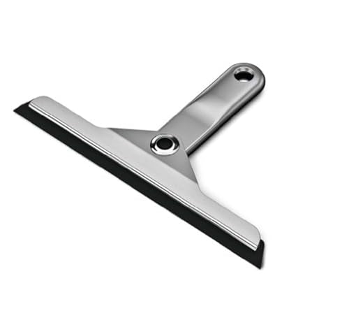 simplehuman Foldaway Shower Squeegee, Glass Squeegee for Bathroom Mirrors & Shower Doors, Weighted Handle for Streak-Free Clean, Suction Cup Hanger, Die-Cast Zinc & Anodized Aluminum