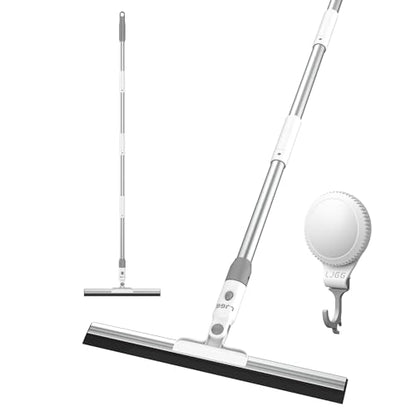 Floor Squeegee with 13.8" Silicone Blade and 52" Aluminum Handle, Water Squeegee Broom for Bathroom, Shower, Tile, Garage, Deck and Window Cleaning – LJGG (Gray/White)