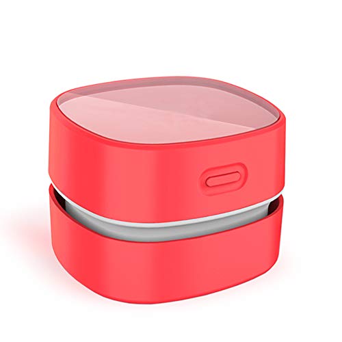 ODISTAR Desktop Vacuum Cleaner,Mini Table dust Sweeper Energy Saving,High Endurance up to 400 mins,Cordless&360º Rotatable for Cleaning Hairs,Crumbs,Computer Keyboard of Gifts for Kids (Red) - color: Red, style: AA Battery