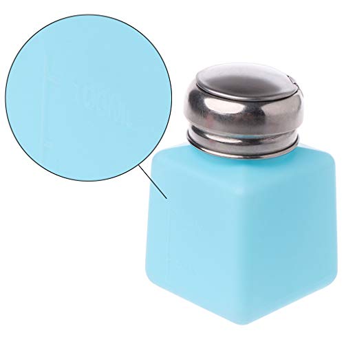 100ml Dispenser Anti-Static Push Down Bottles Lockable Square Bottle Multipurpose Bottle Blue/White,stainless steel, plastic