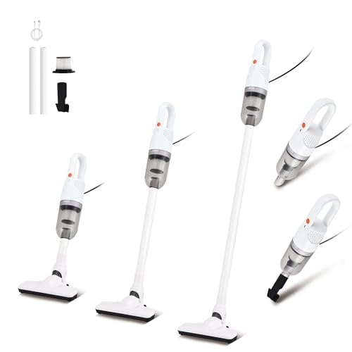 Corded Handheld Vacuum Cleaner,Ultra-Lightweight Mini Portable Vacuums for Home, 6 in 1 Stick Vac Cleaners for Car,Pet Hair(White Corded) - color: White