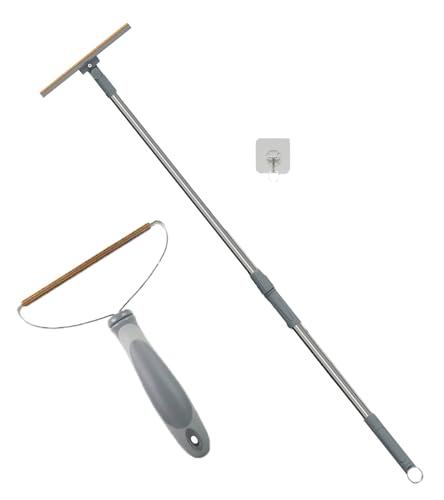 Carpet Rake for Pet Hair Removal, 55" Long Handle Carpet Pet Hair Removal Carpet Scraper Dog Cat Hair Remover for Sofa Couch Car Rug 2-Pcs Set Pet Hair Carpet Rake (Grey) - color: 2-Pack-Grey