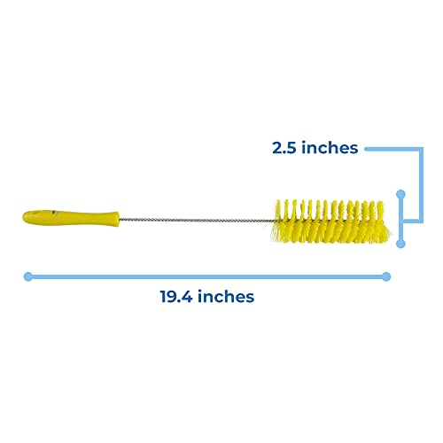 Vikan 2 5/8 in W Tube and Valve Brush, Medium, 13 1/2 in L Handle, 5 51/64 in L Brush, Yellow 53706-1 Each - color: Yellow