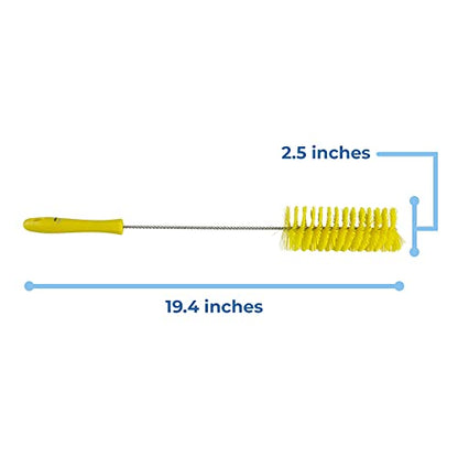 Vikan 2 5/8 in W Tube and Valve Brush, Medium, 13 1/2 in L Handle, 5 51/64 in L Brush, Yellow 53706-1 Each - color: Yellow