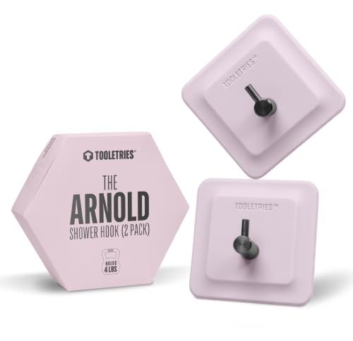 TOOLETRIES Arnold Silicone Shower Hook 2 Pack, Adhesive Hooks for Inside Shower, Waterproof Bathroom Organizer for Scrubbers, Loofahs, Towels & Bathroom Accessories, Removable & Reusable - Blossom - color: Blossom