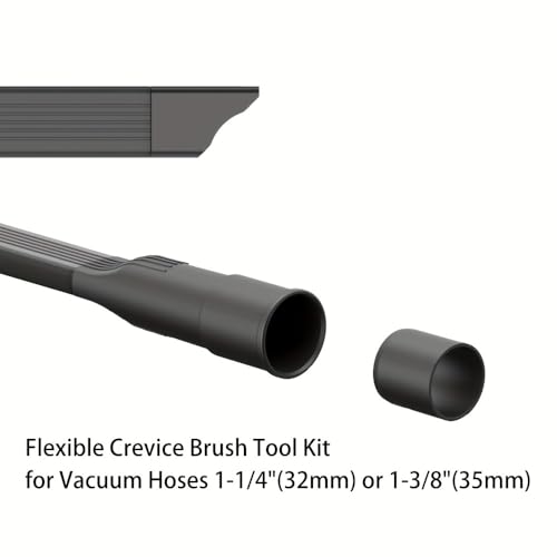 Vacuum Crevice Tool, Long Flat Nozzle Attachment with Slim Dust Brush, Universal Fit Vacuum Accessory for Tight Gaps, Baseboards, Corners & Car Detailing