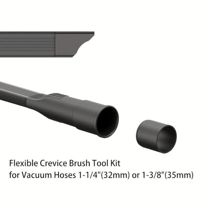 Vacuum Crevice Tool, Long Flat Nozzle Attachment with Slim Dust Brush, Universal Fit Vacuum Accessory for Tight Gaps, Baseboards, Corners & Car Detailing