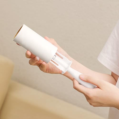 Lint Roller for Pet Hair Extra Sticky Lint Removal Roller with 3 Refills, Reusable Handle with 4 Sticky Rolls Total 240 Sheets (White Stick) - color: White Stick