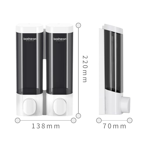 2 in 1 Shower Soap Dispenser, 2×300 ml Chamber Shampoo and Conditioner Dispenser Shampoo Dispenser for Shower Wall Mounted Shower Pump Soap Dispenser for Bathroom Kitchen (2 Chamber + Silver) - color: 2 Chamber + Silver