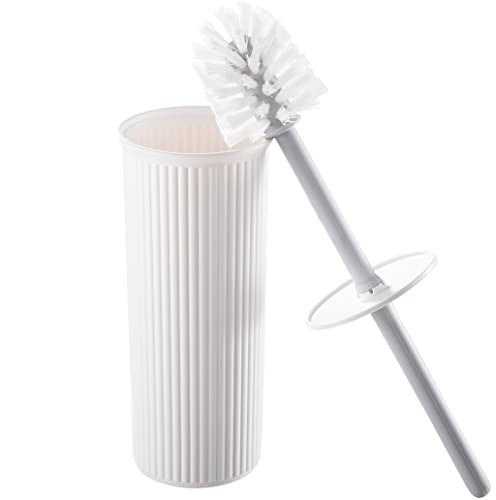 Superio Ribbed Collection - Decorative Plastic Toilet Bowl Brush and Holder Set, White (1 Pack) Cleaner Scrubber for Bathroom - color: White, size: Toilet Brush (Pack of 1)