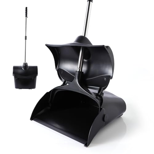 Yocada Commercial Dustpan with Wheels and Windproof Cover Indoor&Outdoor Commercial Dustpan for Courtyard Garage Kitchen Office Mall Lobby Sweep Dust Fallen Leaves Pet Hair Floor Rubbish