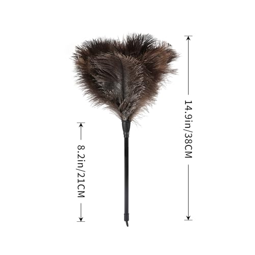 Natural Ostrich Feather Duster 14.9 inch Fluffy Mini Dusters with Plastic Handheld for Cleaning Car Keyboard Office 1 Pcs - color: Natural-a-1pcs
