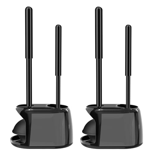 SetSail Toilet Brush and Plunger Set, 2 Packs Semi-Hidden Toilet Plungers Heavy Duty Toilet Bowl Brush and Holder for Bathroom Toilet Plunger and Brush Set for Deeply Cleaning 2 Packs - Black - color: Black, size: 2 packs