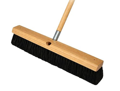 Bon Floor Broom 18 in. with 3 in. Black Horsehair Bristles and 5 ft. Wood Handle for Dry Sweeping Smooth Floors