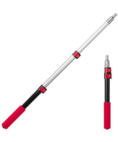 Bates- Telescopic Extension Pole, 3 Ft, Aluminum Alloy, Sturdy Multi-Purpose Extension Pole with Flip-Lock Design for Painting, Dusting and Cleaning - color: Black and Red, size: 3 Ft, 1 Pack