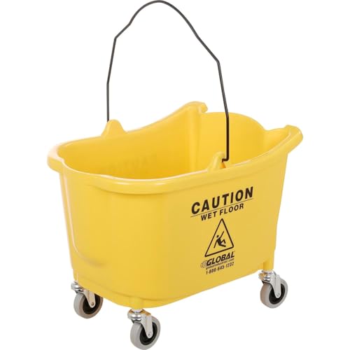 Global Industrial Commercial Mop Bucket and Wringer Combo with Side Press, 38 Quart Capacity, Durable Corrosion-Resistant Polypropylene, 3" Swivel Casters, Yellow - color: Yellow