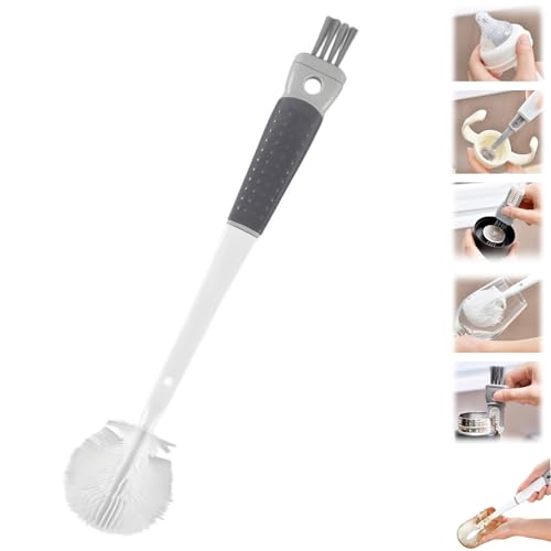 360° Flexible Silicone Bottle Brush with Long Handle, New Bottle Cleaning Brush, Deep Cleaning Brush for Narrow Neck Bottles Silicone Bottle Brush (Gray-1PC) - color: Gray-1pc