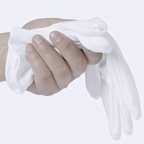 6 Pairs White Cotton Gloves for Dry Hands Eczema SPA Moisturizing - Work Glove Liners for Serving Costume Inspection - color: 6 Pairs