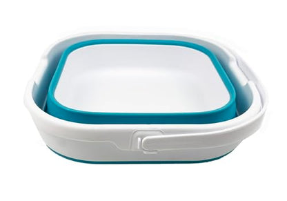 SAMMART 9.5L (2.5 Gallon) Collapsible Rectangular Handy Basket/Bucket (White/Ceramic Blue) - color: White/Ceramic Blue