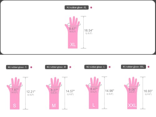 Myungjin (2 Pairs Reusable Waterproof Household Dishwashing Non-Slip Cleaning Latex Rubber Kitchen Gloves (Pink, X-Large) - size: X-Large