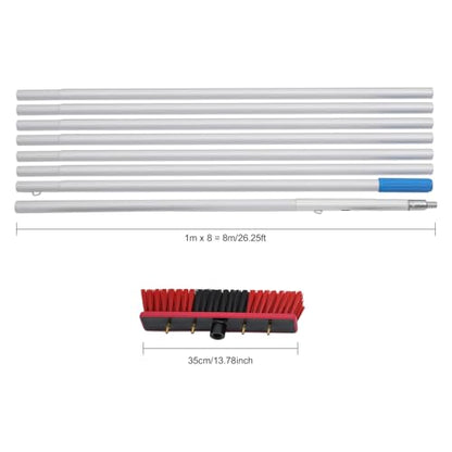Solar Panel Cleaning Kit, 13 Inch Brush Head & 32 FT, 65 FT Hose with Faucet Connector, 180° Rotating Window Cleaning System for Roof, Caravan, Truck, and Outdoor Use(26.25ft/8m)