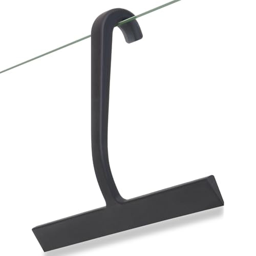 Shower Squeegee for Glass Doors – 10" Silicone Squeegee with Built-in Hook, One-Piece Seamless Design, Streak-Free & No-Scratch Window Cleaner for Bathroom, Mirrors & Tiles Black - color: Black