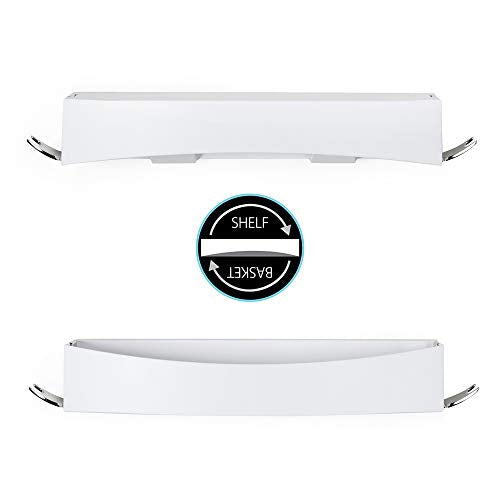 Better Living Clever Flip Shower Shelf, Basket or Shelf, Wall Mounted Shower Caddy Organizer with Removable Hooks, Multi-Purpose, No Drilling Adhesive, 16.88" x 4" x 2.88", White - color: White/Chrome, style: Flip Shower Shelf