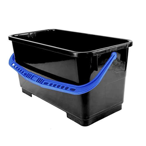 Pulex 6 Gallon Durable Lightweight Mop Bucket with Squeegee Carrying Clips and Ergonomic Handle for Floor and Window Cleaning - Black and Blue - color: Black/Blue