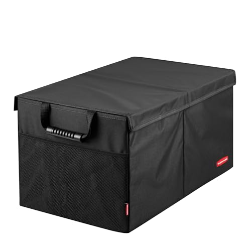 Rubbermaid Car Organizer, Collapsible Trunk Organizer, Multi-Compartment Car Storage Organization for Car Accessories, 2 Compartments With Cover, 21.65"*14.17"*12.2" - color: Black, size: M